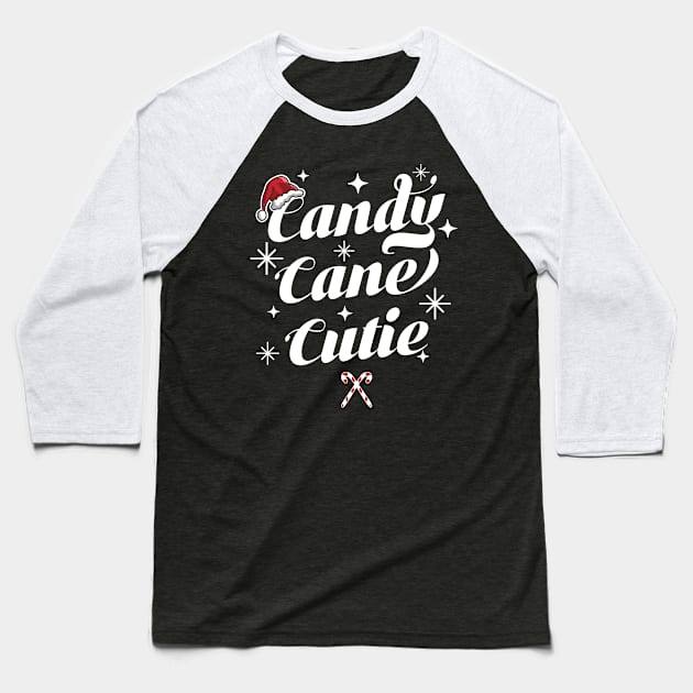 Candy Cane Cutie - Funny Christmas Candy Cane Snowflake Xmas Baseball T-Shirt by OrangeMonkeyArt